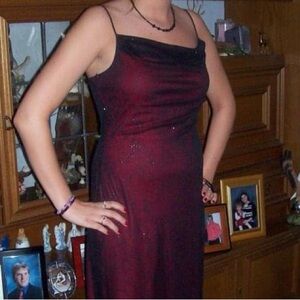 *ISO* 90s red with black mesh overlay dress